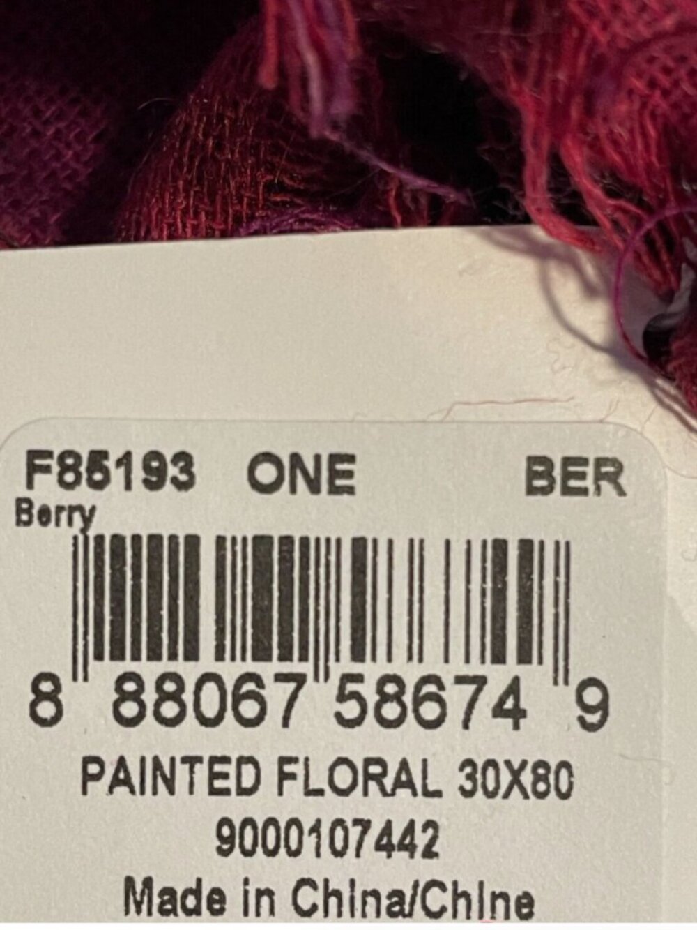 Coach Printed Floral Scarf Black Sherry NWT - Picture 4 of 4
